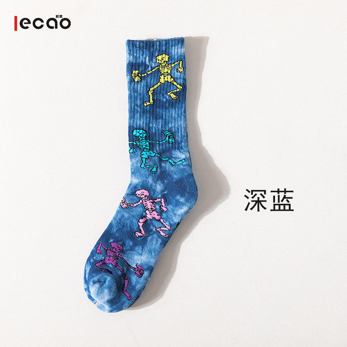 Wholesale Sock Cotton Mid Tube Tie Dye Sweat Absorbing Trend JDC-SK-JSD015