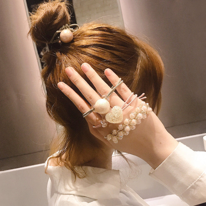 Jewelry WholesaleWholesale cute girly pearl rubber band Hair Scrunchies （F) JDC-HS-XiY004 Hair Scrunchies 昕越 %variant_option1% %variant_option2% %variant_option3%  Factory Price JoyasDeChina Joyas De China