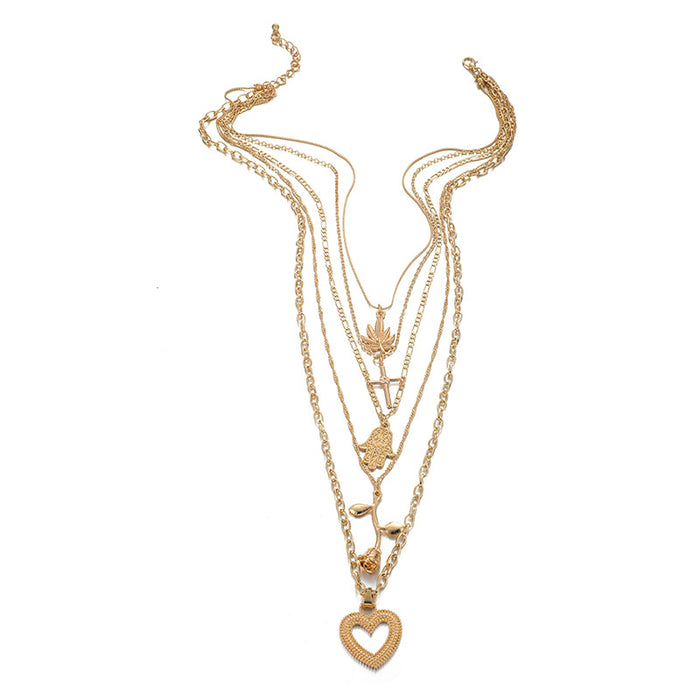 Jewelry WholesaleWholesale multi-layer cross palm rose love necklace JDC-NE-C243 Necklaces 陌茗 %variant_option1% %variant_option2% %variant_option3%  Factory Price JoyasDeChina Joyas De China