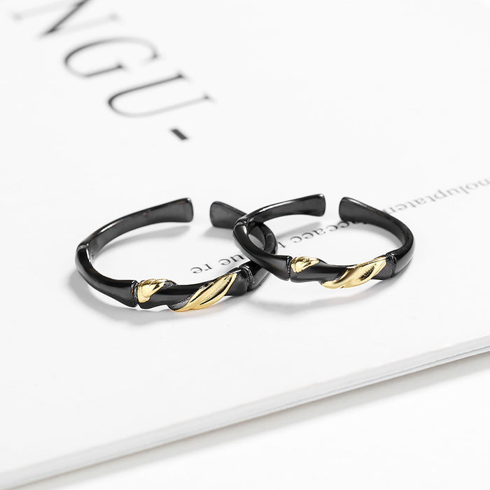 Wholesale Ring Copper Black Bamboo Golden Mandala Couple Ring JDC-RS-KLG001