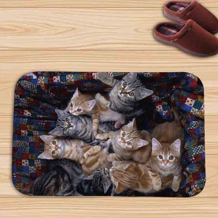 Wholesale Blanket Flannel Cat Wolf Print Bathroom Antiskid Mat MOQ≥2 JDC-BK-Hehua002
