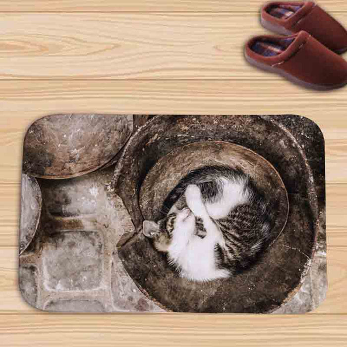 Manta al por mayor Flannel Cat Wolf estampado de baño estampado Mat MOQ≥2 JDC-BK-Hehua002