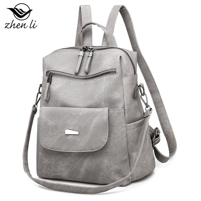Wholesale Backpacks PU Solid Color Large Capacity JDC-BP-ZLD002