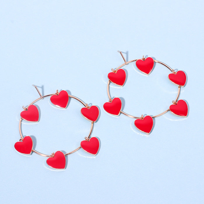 Wholesale Big Hoop Heart Shape Alloy Earrings MOQ≥2 JDC-ES-Yir014