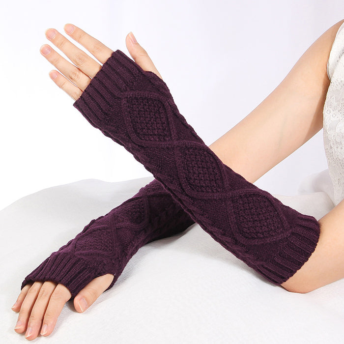 Wholesale Gloves Imitation Cashmere Long Arm Cover Fingerless Knitting Yarn MOQ≥5 JDC-GS-RH014