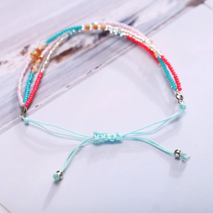 Wholesale Simple Colorful Beaded Braided Rope Push Pull Bracelet JDC-BT-F931