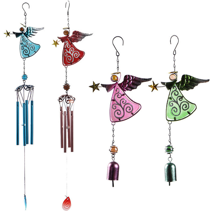 Wholesale Angel Painted Metal Iron Glass Wind Chimes JDC-WC-ZYang009