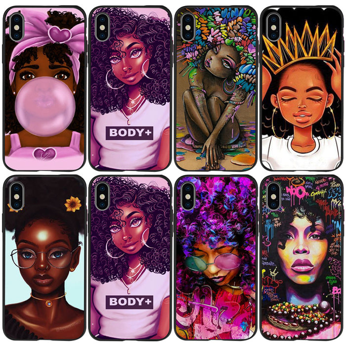 Wholesale phone case TPU hand painted girl JDC-PC-CNQ002