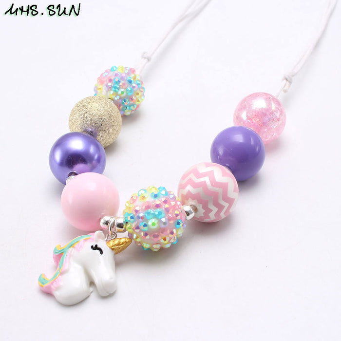 Wholesale resin children can adjust the rope beading necklace JDC-NE-nijia005