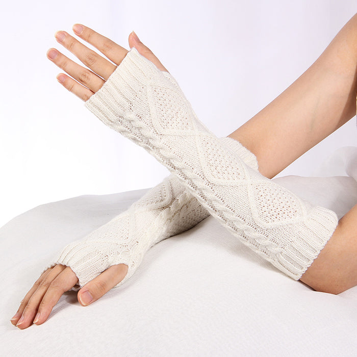 Wholesale Gloves Imitation Cashmere Long Arm Cover Fingerless Knitting Yarn MOQ≥5 JDC-GS-RH014
