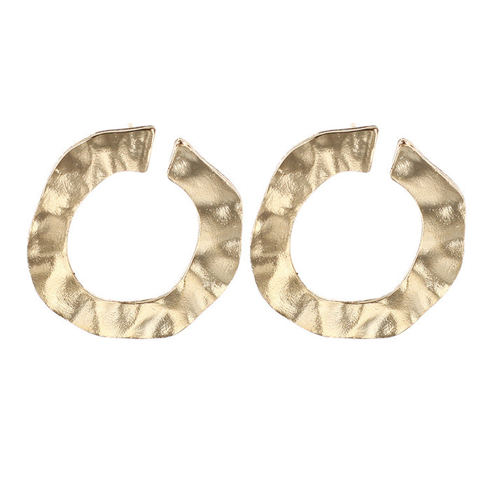 Wholesale Metal Ring Exaggerated Geometric Large Frame Hoop Earrings MOQ≥2 JDC-ES-Yir017