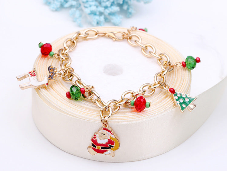 Wholesale Bracelet Alloy Drip Oil Christmas Tree Elk Bracelet MOQ≥2 JDC-BT-HaoL023