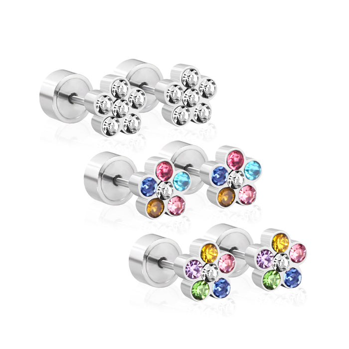 Wholesale Stainless Steel Silver Butterfly Star Love Flower Stud Earrings MOQ≥3 JDC-ES-Aiseng001