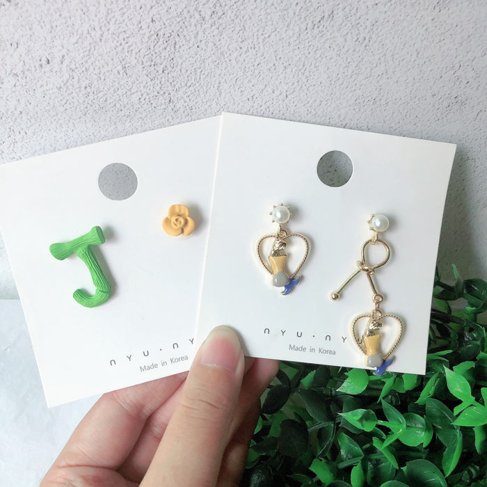 Wholesale Earrings Alloy Fluorescent Color Flower Alphabet Graphic JDC-ES-MoN005