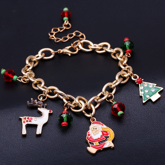 Wholesale Bracelet Alloy Drip Oil Christmas Tree Elk Bracelet MOQ≥2 JDC-BT-HaoL023