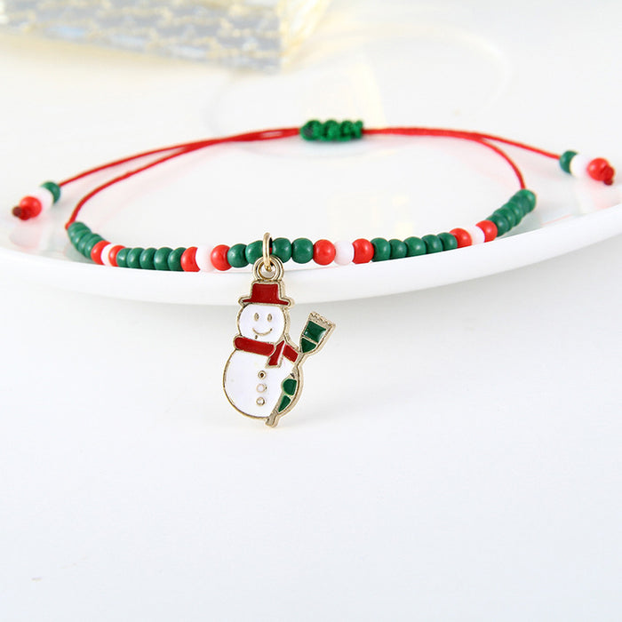 Wholesale Bracelet Alloy Beaded Rice Beads Christmas Tree Snowman Bracelet MOQ≥2 JDC-BT-HaoL031