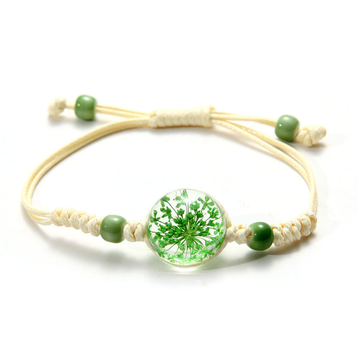Wholesale dried flower bracelet crystal glass ball handmade JDC-BT-SongX011