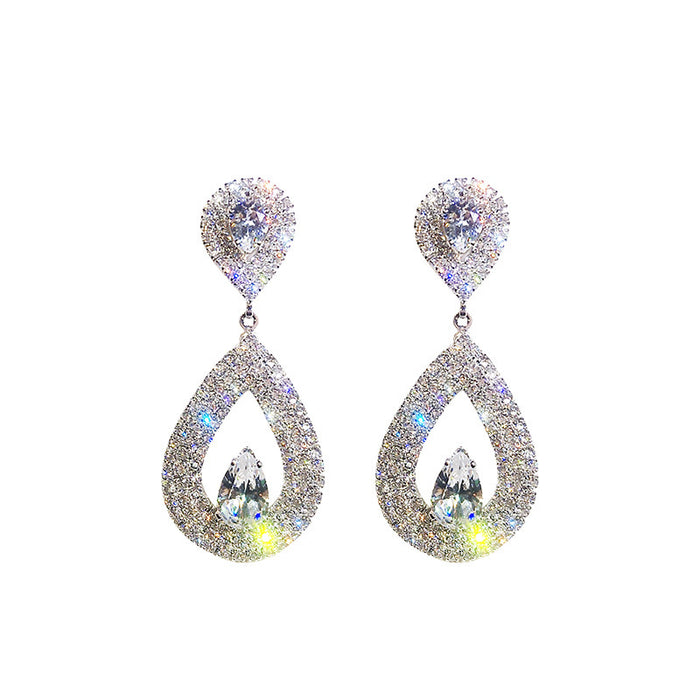 Wholesale Earrings Alloy Rhinestones Water Drops JDC-ES-FengM090