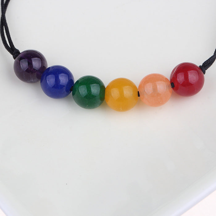 Wholesale lgbt same sex colored stone adjustable braided six color rainbow bracelet MOQ≥2 JDC-BT-HaoL004