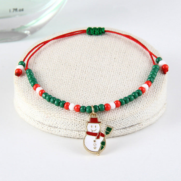 Wholesale Bracelet Alloy Beaded Rice Beads Christmas Tree Snowman Bracelet MOQ≥2 JDC-BT-HaoL031