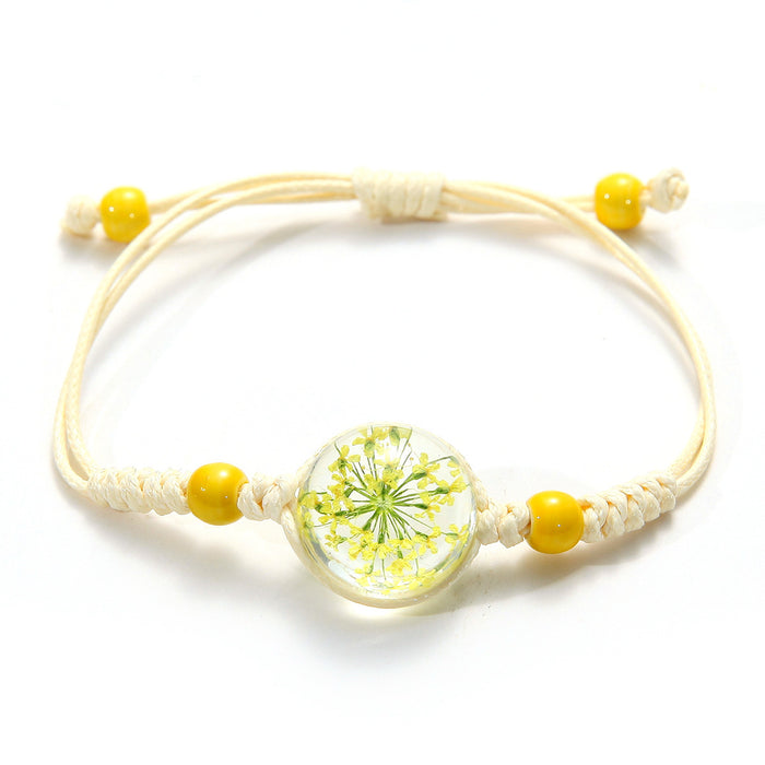 Wholesale dried flower bracelet crystal glass ball handmade JDC-BT-SongX011