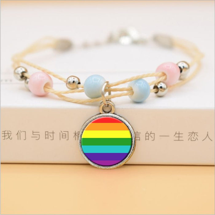 Wholesale LGBT Rainbow Logo Gay Bracelet Ceramic Handmade Bracelet Gay Pride JDC-BT-FanT005
