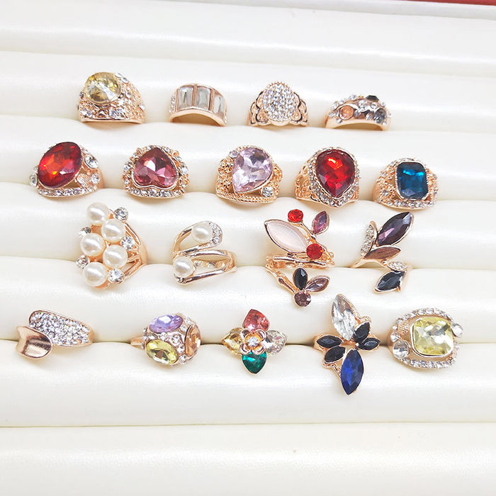 Wholesale Rings Alloy Exaggerated Atmospheric Random Gems Adjustable MOQ≥10 JDC-RS-KuaH022