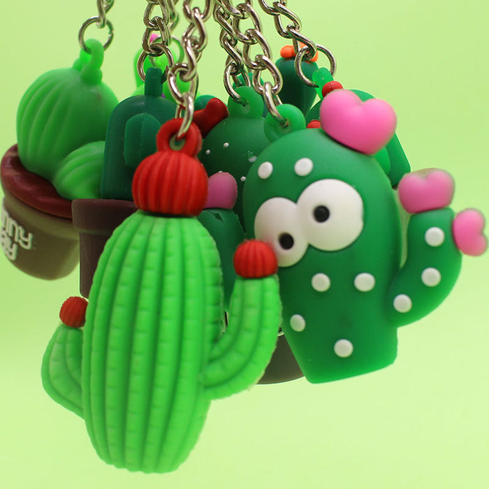 Wholesale Keychains For Backpacks creative cactus keychain soft plastic bag pendant MOQ≥2 JDC-KC-YY036