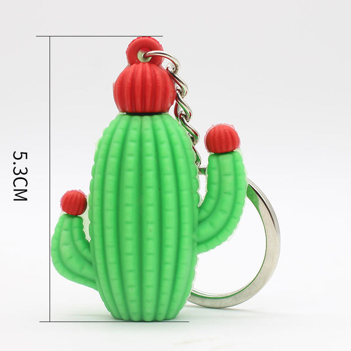 Wholesale Keychains For Backpacks creative cactus keychain soft plastic bag pendant MOQ≥2 JDC-KC-YY036