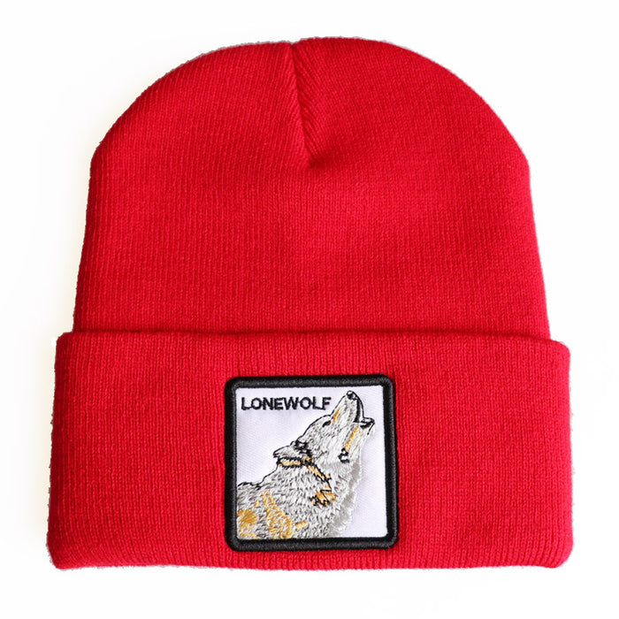 Wholesale Hats Acrylic Animal Wolf Head Embroidery Knitted Hats (F) JDC-FH-LvH001