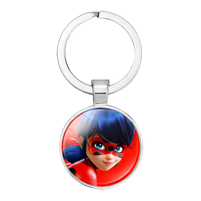 Wholesale Keychain Metal Cartoon Ladybug Girl Keyring JDC-KC-NingX018