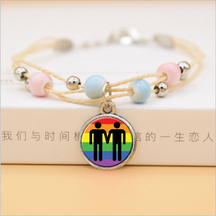 Wholesale Gay Pride Logo Gay Bracelet Rainbow DIY Handmade Bracelet JDC-BT-FanT003