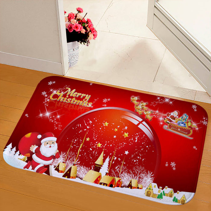 Wholesale Blanket Flannel Christmas Printed Bathroom Anti-Slip Mat MOQ≥2 JDC-BK-Hehua003