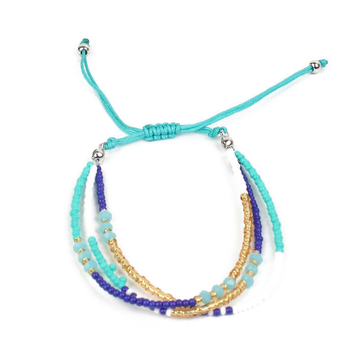 Wholesale Hand Braided Boho Multilayer Colorful Rice Beads Beaded Bracelet MOQ≥2 JDC-BT-ZheQ013