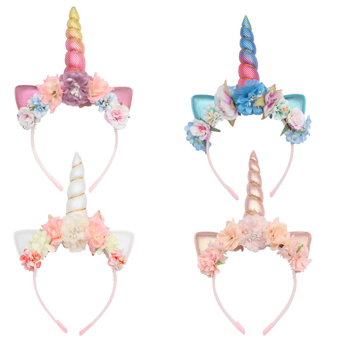 Wholesale Headband Fabric Unicorn Headband Simulation Flower Party Ball Kids MOQ≥5pcs JDC-HD-Gen001