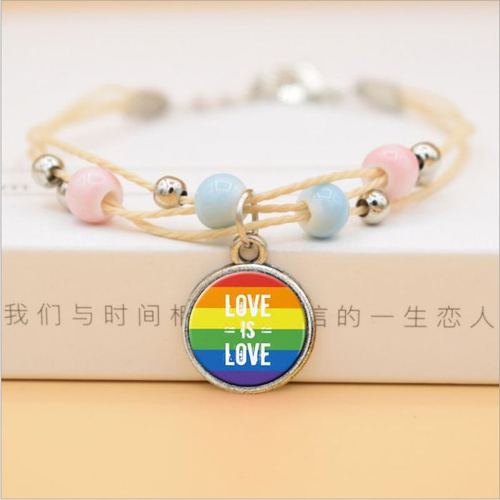 Wholesale Gay Pride Logo Gay Bracelet Rainbow DIY Handmade Bracelet JDC-BT-FanT003