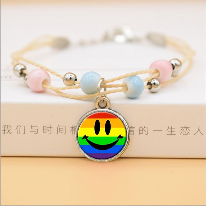Wholesale Gay Pride Bracelet Rainbow Logo Gay Bracelet Ceramic Handmade Bracelet JDC-BT-FanT004