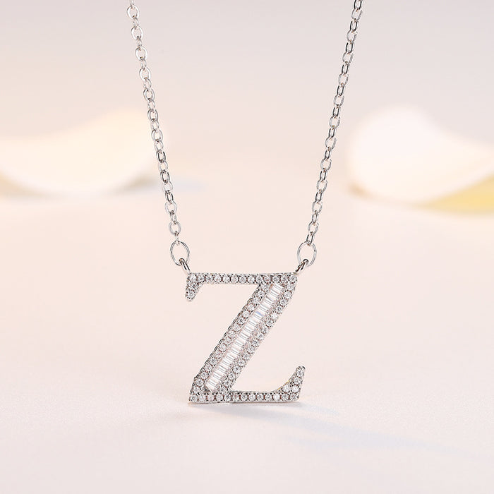 Silver al por mayor Collar de 26 letras JDC-Ne-QLX022