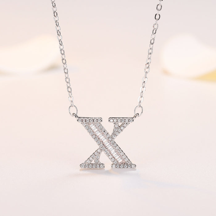 Silver al por mayor Collar de 26 letras JDC-Ne-QLX022