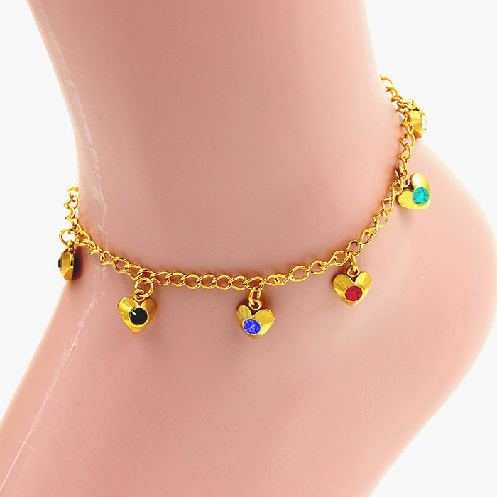 Wholesale Electroplating Gold Flower Love Star Hexagon Anklet JDC-AS-Ais001