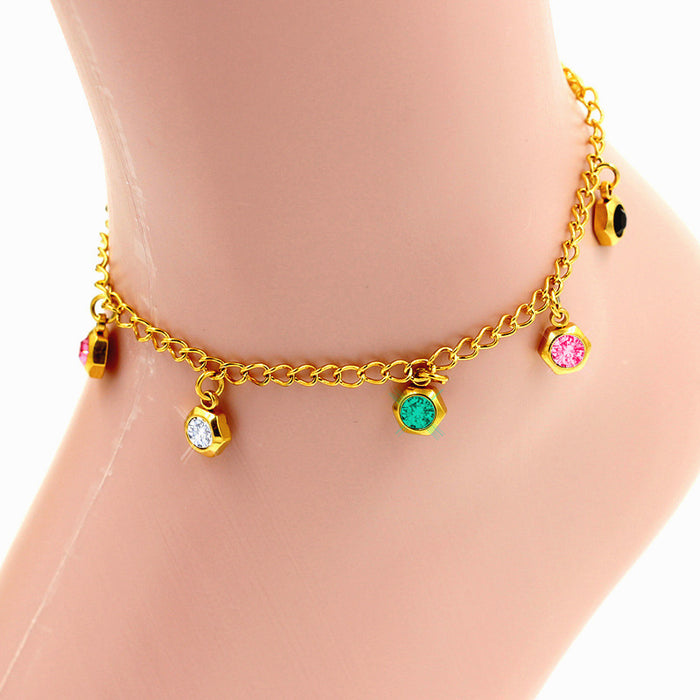 Electroplating Gold Flower Love Star Hexagon Anklet JDC-As-AIS001