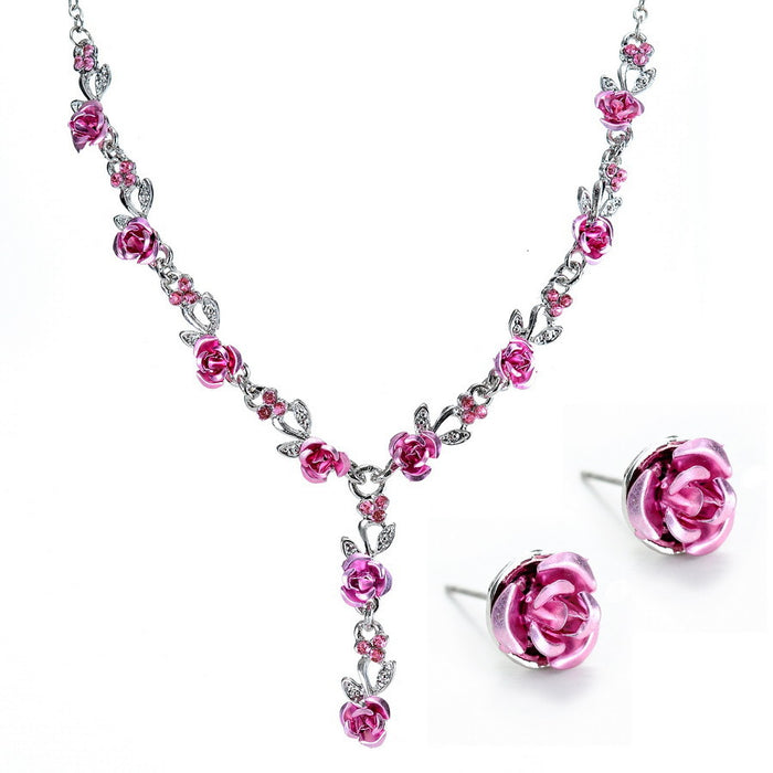 Wholesale Rose Alloy Necklace Set JDC-NE-HuaiL003