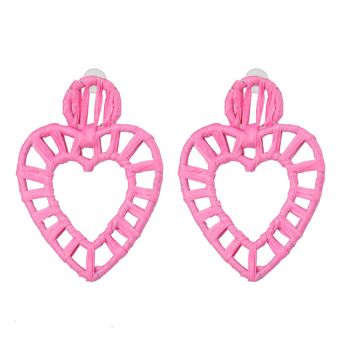 Wholesale Exaggerated Earrings Vintage Wind Straw Heart JDC-ES-jr041