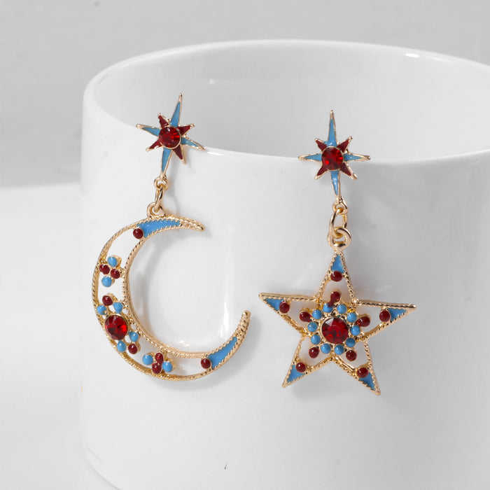 Wholesale Earring Alloy Pentagram Moon Earring MOQ≥2 JDC-ES-Yida024
