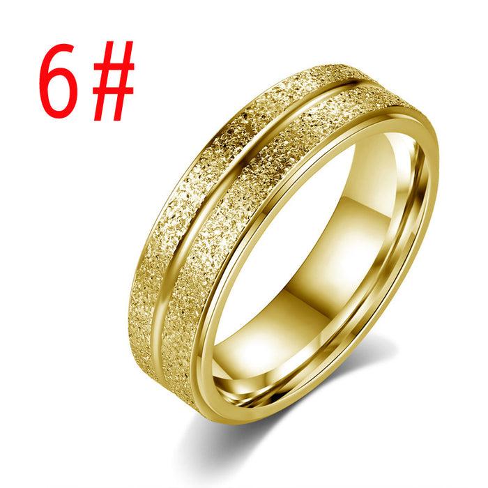 Jewelry WholesaleWholesale Simple Stainless Steel Ring Gold Double Row Frosted Ring JDC-RS-Mimeng081 Rings 米萌 %variant_option1% %variant_option2% %variant_option3%  Factory Price JoyasDeChina Joyas De China