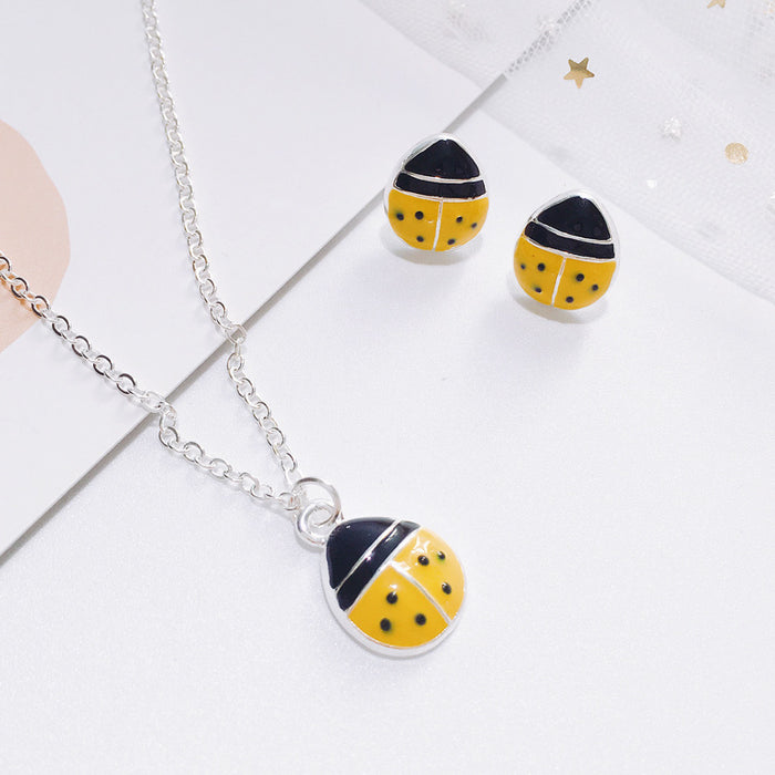 Wholesale Necklace Alloy Creative Seven Star Ladybug Set Stud Earrings JDC-NE-D344