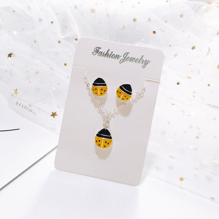 Wholesale Necklace Alloy Creative Seven Star Ladybug Set Stud Earrings JDC-NE-D344
