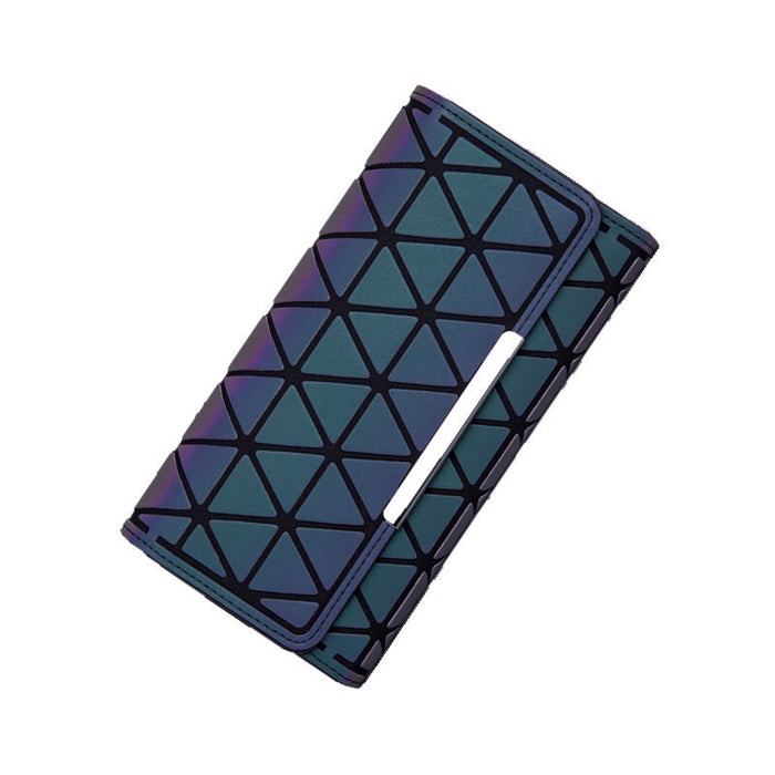 Wholesale Wallet PU Luminous Colorful Lingge Long Wallet MOQ≥2 JDC-WT-Buluo001