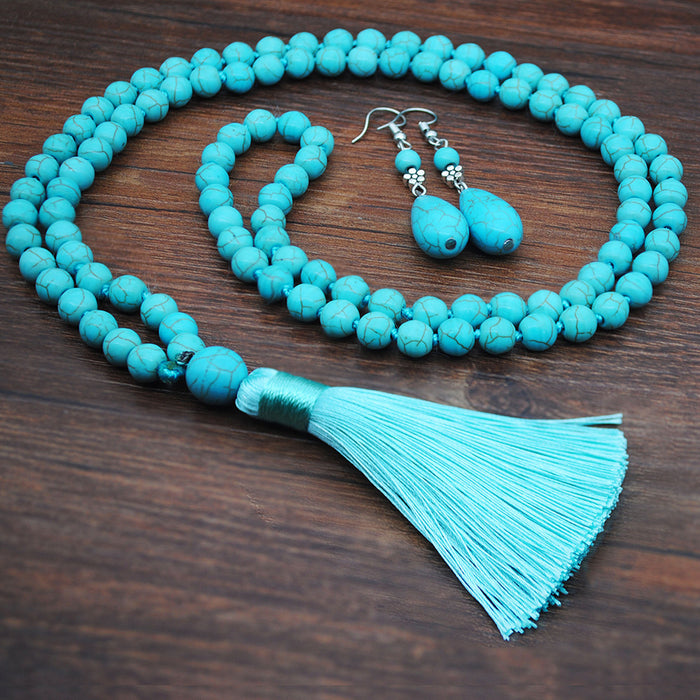 Wholesale Necklace Turquoise Necklace Earrings Ring Bracelet Combination Set JDC-NE-YouF001