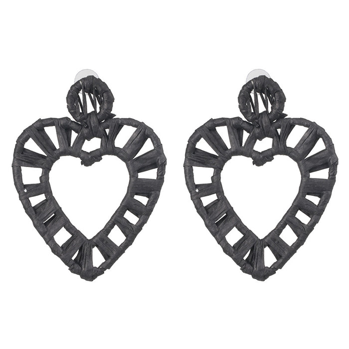 Wholesale Exaggerated Earrings Vintage Wind Straw Heart JDC-ES-jr041